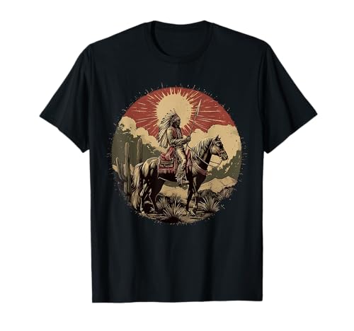 Indian Tribe Warrior Indian Chief Native American Horse Ride T-Shirt