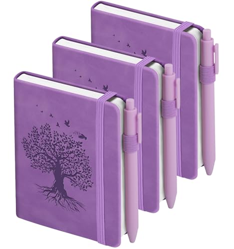Carnets de notes A6 violet lot de 3 mini blocs avec porte-stylo et pages epaisses