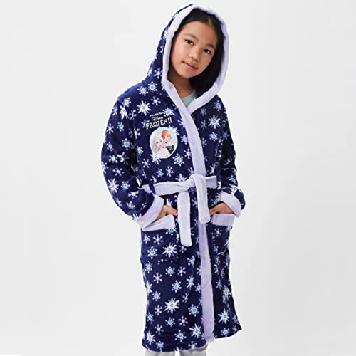 Disney Girls Frozen Anna And Elsa Dressing Gown Blue 6 #TOP1