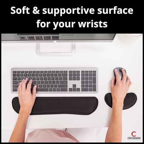Image of Crysendo Wrist Rest Pad for Keyboard & Mouse | Easy Typing & Pain Relief Memory Foam Pad | Non-Slip Arm Wrist Rest Support | Durable, Comfortable & Lightweight Palm Rest Mouse Pad (Black)