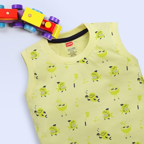 Image of LuvLap Baby Boys Regular Fit 100% Cotton Sleeveless Boys T-Shirt & Shorts Set Pack of 3