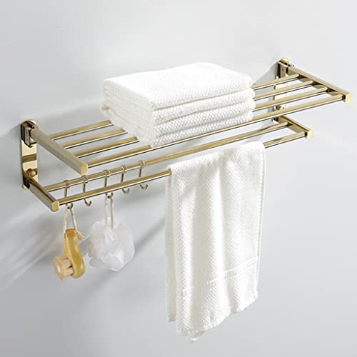 Toallero de cobre de doble capa con estante plegable montado en pared