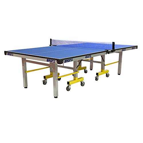 Image of Bronx Powder Coated Advance Table Tennis Table with 25 mm Both Side Laminated top and 100 mm 6+2 Stopper Wheel (2 TT bat, 3 Balls and 1 Cover)- Blue