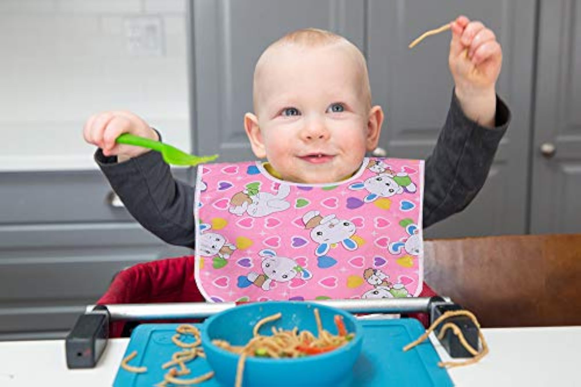 Baby Apron with Food Mat Set, Waterproof