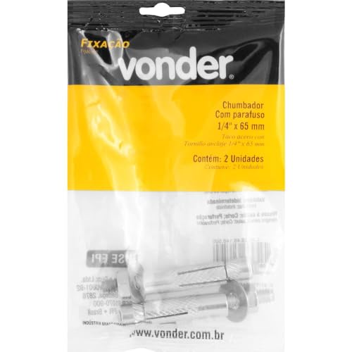 Chumbador com Parafuso 1/4'' x 65 mm com 2 peças Vonder