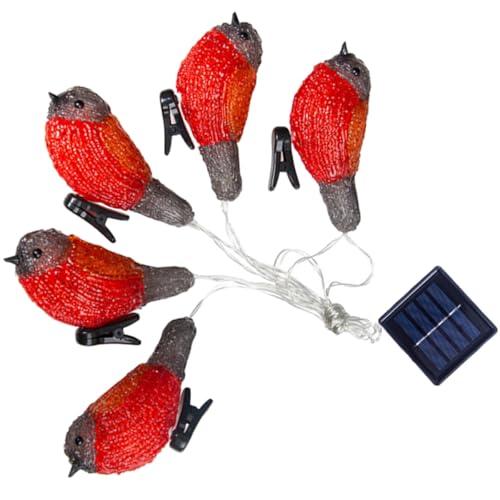 Guirlande lumineuse LED solaire oiseaux rouges étanche IP65 décoration balcon extérieur
