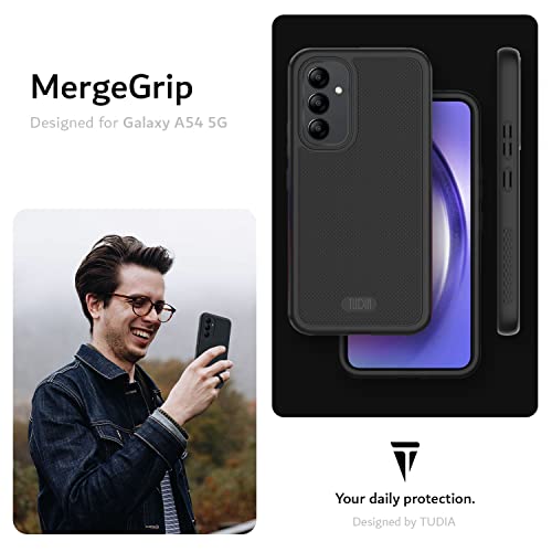 Image of TUDIA [MergeGrip Designed for Samsung Galaxy A54 5G Back Cover (2023), [Drop Tested] Dual Layer Shockproof Slim Military Grade Non-Slip Tough Heavy Duty Protection - Matte Black