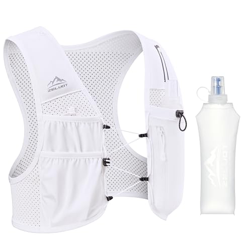 Image of Zelvot Running Vest for Women Men, US Patent, Adjustable Chest Straps Running Hydration Vest with 500ml Soft Flask, Lightweight Reflective Hydration Backpack for Marathon