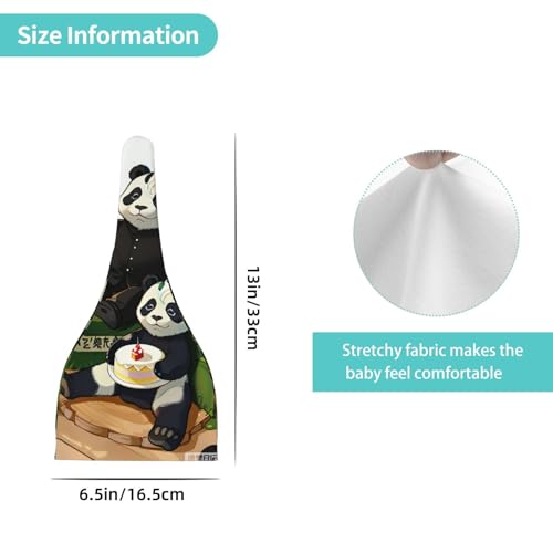 Newborn Baby Hat, Pandas of Father and Son Print Soft Top Knot Beanie Cap, Cute Baby Headwear for 0-6 Months Black4