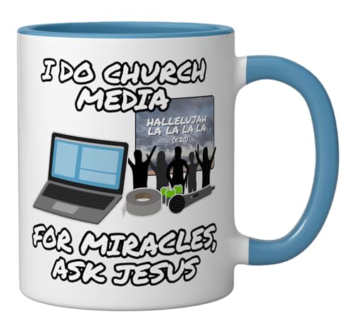 Taza de cerámica azul y blanca 11 oz con diseño humor cristiano miniatura 2