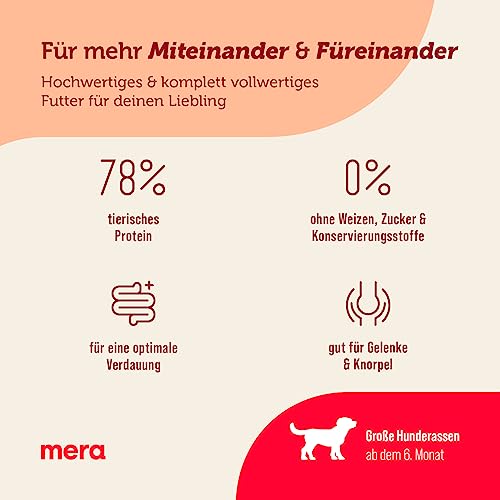 mera Care Junior Huhn (1kg), Hundefutter für Welpen bis zum 12. Monat, mit 78% tierischen Protein, ohne Weizen