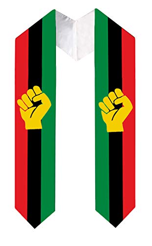 Cappe Diem Graduation International Flag Stole Embroidered Sash Study Abroad 72  (Pan-African Flag (BLM))