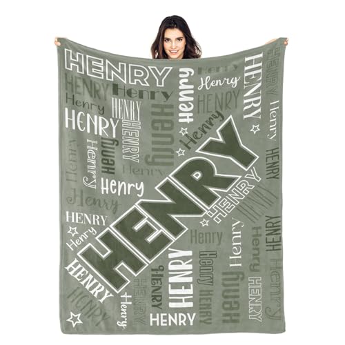 OAHEDIAM Personalized Blankets for Boys Girls Kids,Custom Baby Blanket with Name,Customized Throw Blanket for Baby Newborn, 40x50 inches,Sage Green Blanket
