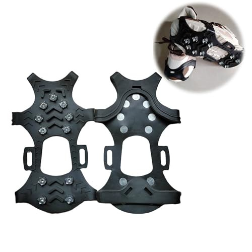 Guijinhao Crampones para zapatos y botas, pinzas de silicona de acero inoxidable para zapatos, agarre de tracción para hielo, nieve, senderismo, escalada, pesca en hielo, empuñaduras de nieve unisex