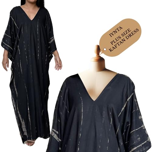 Plus Size Kaftan Dresses for Women, Caftans for Women Loungewear - Handmade Women's Fashion, Mothers Day Gifts for Mom, Tie-Dyed Maxi Dress for Beach & Night Out - 50 in., Black Tie Dye-2
