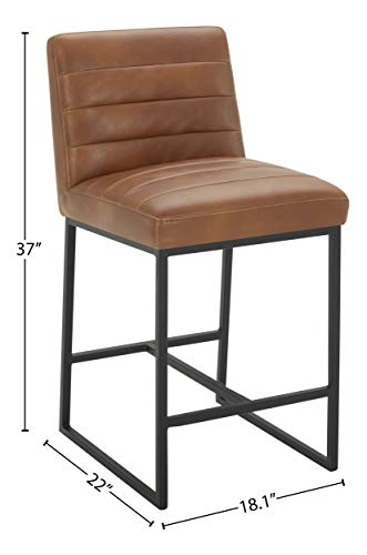Amazon Brand – Rivet Decatur Modern Faux Leather Kitchen Counter-Height Stool, 37"H, Tan Brown #TOP3