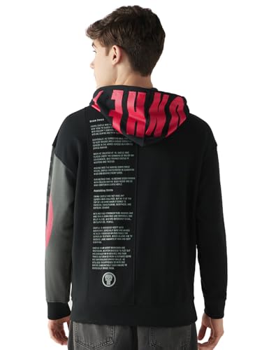 Image of Bewakoof X Marvel Punisher Men's Polycotton Oversized Fit Hoodies | Hoodie for Men Winter Wear