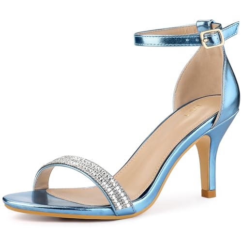 Allegra K sandales à talons femme avec strass et finitions luxe pour gala