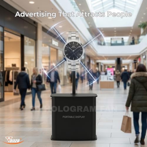 Image of TONZO 42 cm 3D Hologram Fan Display | LED Holographic Advertising Display with 234 LEDs, 2200x234 Resolution, Wi-Fi & Bluetooth App Control | Wall Mount 3D Video & Image Display for Shop