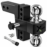 CAMPX Adjustable Trailer Hitch Fits 2.5 inch Receiver Aluminum Tow Hitches with 6-Inch Drop/Rise 18,500 LBS GTW for Heavy Duty Towing Ball Mounts