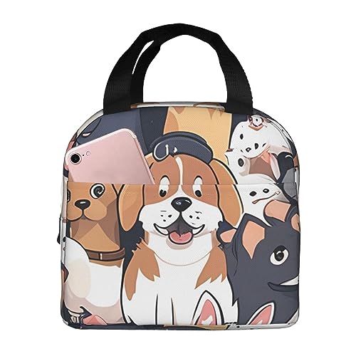 HLBSDM Borsa termica per il pranzo con motivo a cagnolino paffuto, impermeabile, per picnic, ufficio, spiaggia, bento box per il pranzo, isolata