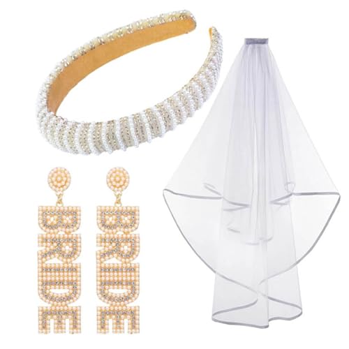 Bandeau de mariée avec perles et boucles d'oreilles de fête prénuptiale EVJF