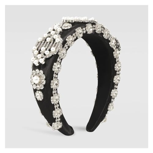 Bandeau de tempérament créatif orné de diamants et perles argento haute finition