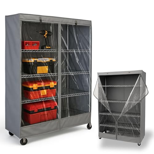 Formosa Covers Premium Wire Shelf Cover Clear Front - (48”Wx18”Dx72”H) Shelving Storage Solution Wire Rack Protection - Waterproof Dustproof Fabric, 3 Way Zipper (NO SHELF)