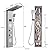 ROVATE Shower Panel Tower System with LED Rainfall Waterfall Shower Head, 5-in-1 LED Stainless Steel Shower Panel System with Body Massage Jets, Handheld Shower and Tub Spout, Brushed Finish