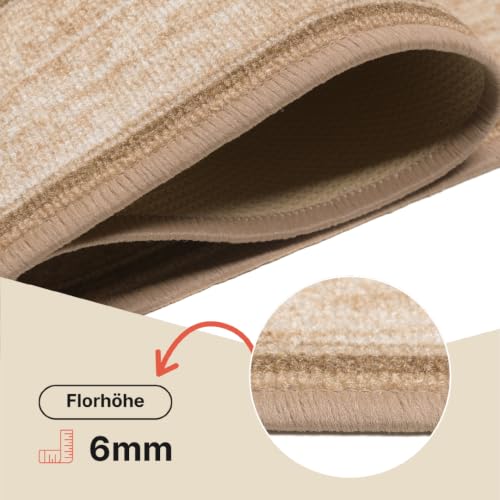TAPISO Anti Rutsch Teppich Läufer rutschfest Brücke Meterware Modern Braun Meliert Streifen Design Flur Küche Wohnzimmer Diele 100 x 1500 cm – Ansicht 4