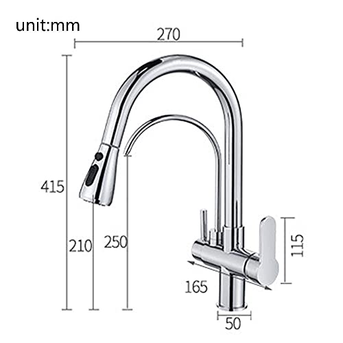 Grifo de cocina de 3 vías negro cepillado con ducha extraíble para agua pura 6