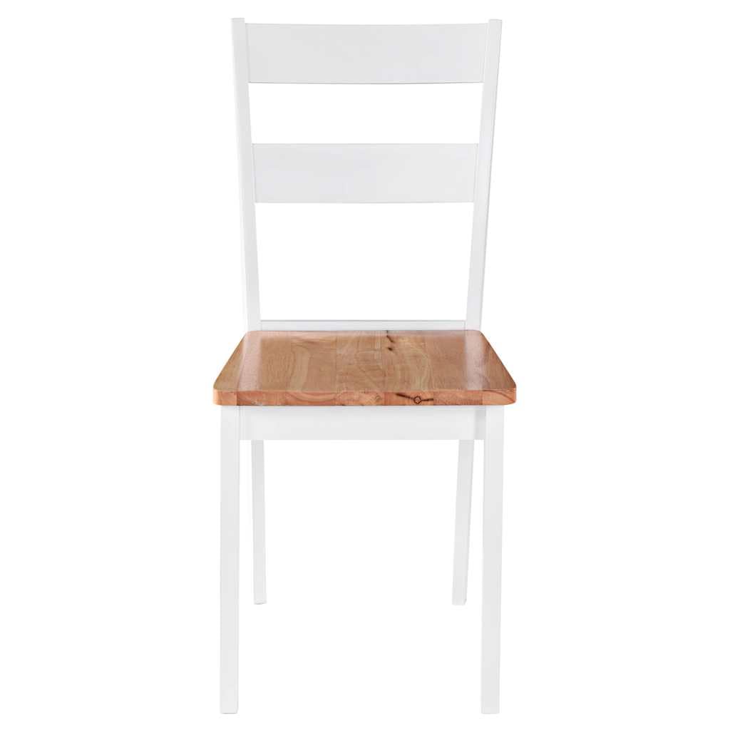 Juego de 2 sillas de comedor de madera maciza de caucho blanco