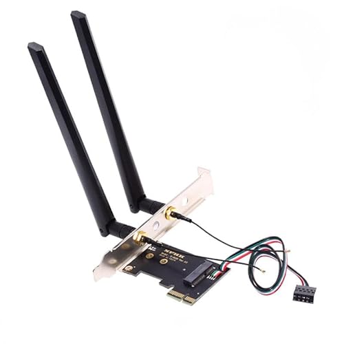 chenyang PCI-E X1 to NGFF A+E/E-Key Wireless Network Card PCI Express Expansion Card Adapter with Dual Antenna for Wifi5 Wifi6 Wifi6E,Bluetooth 5.3(USB Port),Supports Windows 11/10