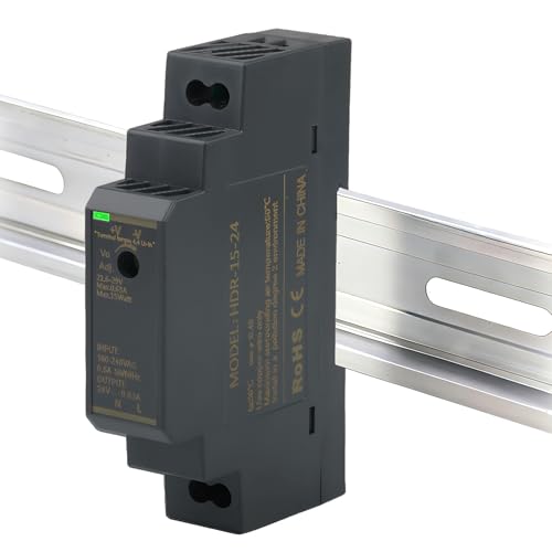 Fuente de Alimentación de Carril DIN 24V 0,63A, Transformador HDR 15 24 para Automatización Transformadores Industriales, Fuente de Alimentación Conmutada Entrada AC100V 240V Salida DC24V