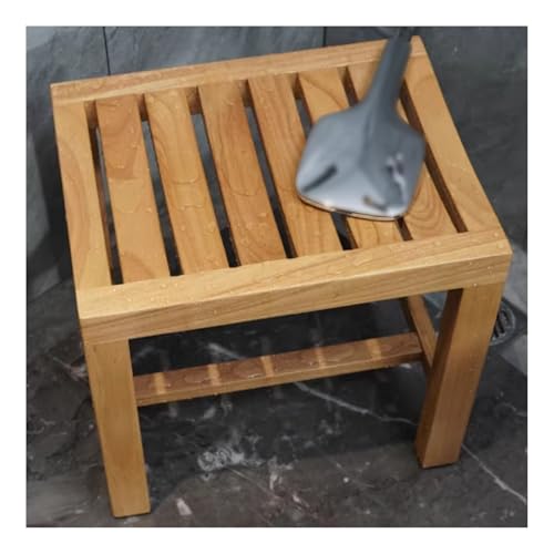 Banco de ducha de teca, taburete de ducha de madera impermeable para baño, asiento de baño antideslizante para mayor comodidad y seguridad
