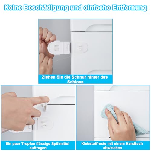 REDTRON Kindersicherung Schrank mit Doppeltem Sicherheitsschalter (4 Pack, Weiß), kindersicherung kühlschrank mit 3M-Kleber… – Ansicht 6