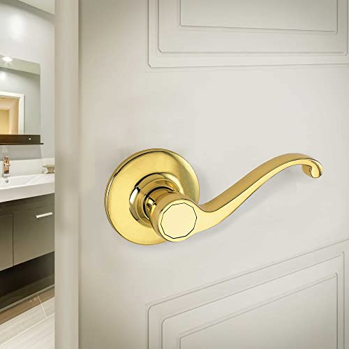 Design House 775338 Scroll Dummy Door Handle, Reversible for Left or Right Handed Doors Polished Brass Finish - Image 4