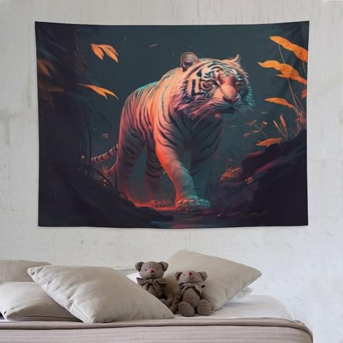 Décoration murale tigre pour créer une ambiance évasion dans la chambre