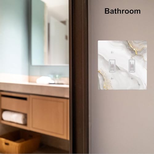 Plaque murale double bascule marbre blanc et doré au design chic - 6