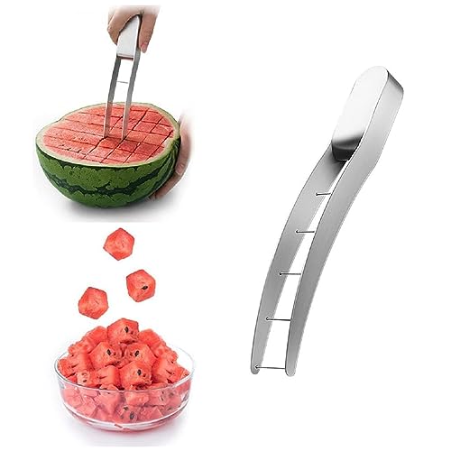 Taglierina per Anguria 304 Acciaio Inossidabile Artefatto di Anguria Tagliata, Taglierina per Frutta Melone con Lama da Taglio a Forma di Uncino, Multifunzionale Gadget per La Casa e La Cucina