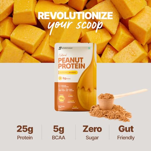 Image of SparkFusion Natural Peanut Protein Isolate- 12 Pack -25g Protein, 5g BCAA, Zero Sugar, Gut-Friendly, Vegan, Lab-Tested, No Artificial Additives (444g, Assorted Flavour)