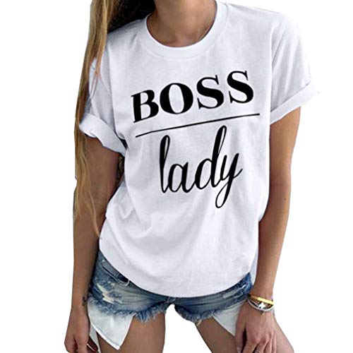 Women's Plus Size Tops Cute Graphic Letter Boss Lady Print Summer Casual Cotton