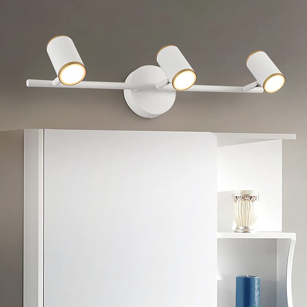 HYJAUSXB 3 Lights LED Vanity Mirror for Bathroom丨Bath Cabinet Wall Sconce Lamp丨Picture Lighting Fixture丨Makeup Beauty Cosmetic Front Lamps 3000K Warm White (White)