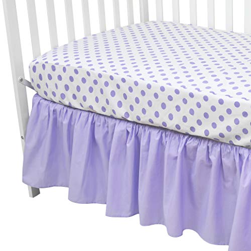 Image of American Baby Company 100% Natural Cotton Percale Fitted Crib Sheet for Standard Crib and Toddler Mattresses, White with Lavender Dot, Soft Breathable, for Girls