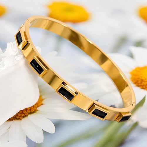 Image of Stylish Gold Plated Bangle for Women | Daily Use Stainless Steel Kada | Anti-Tarnish Waterproof Cuff | Multicolour Crystal Evil Eye | Daily Wear Bracelet For Womens | Premium Gift For Girl