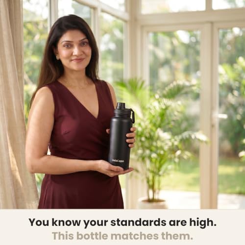 Image of InstaCuppa Thermos Bottle 1000 mL, Double-Wall Thermos Flask, Vacuum Insulated Stainless Steel | Retains Hot and Cold Temperatures, Black