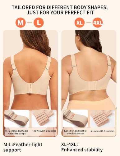 Image of PoseFree Jelly Bras for Women No Underwire, Supportive Wireless Comfort Bra, Full Coverage Back Smoothing Bra