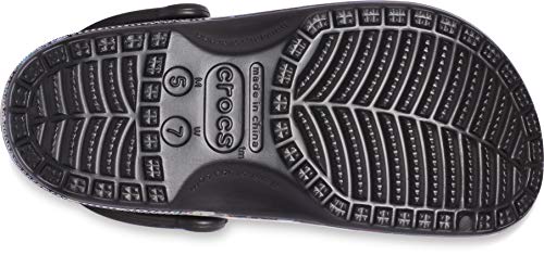 Image of Crocs Men's and Women's Classic Graphic Clog, Floral Print /Black, 15 Women / 13 Men