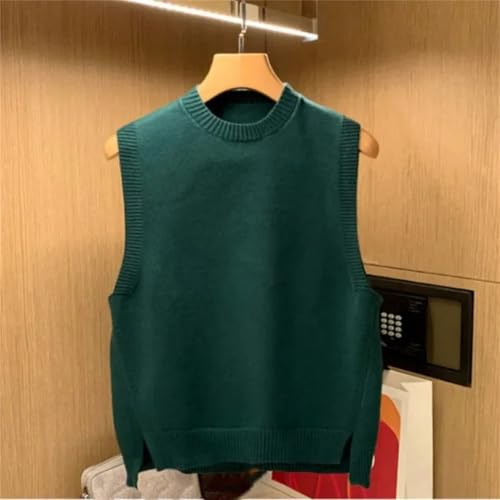 Men's Sleeveless Knit Sweater Vest - Male Crewneck Solid Color Waistcoat With Plain Round Collar3