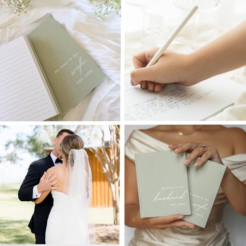 Image of Wedding Vow Books His and Hers 2 Pack Personalized 2026 Year Linen Vow Book